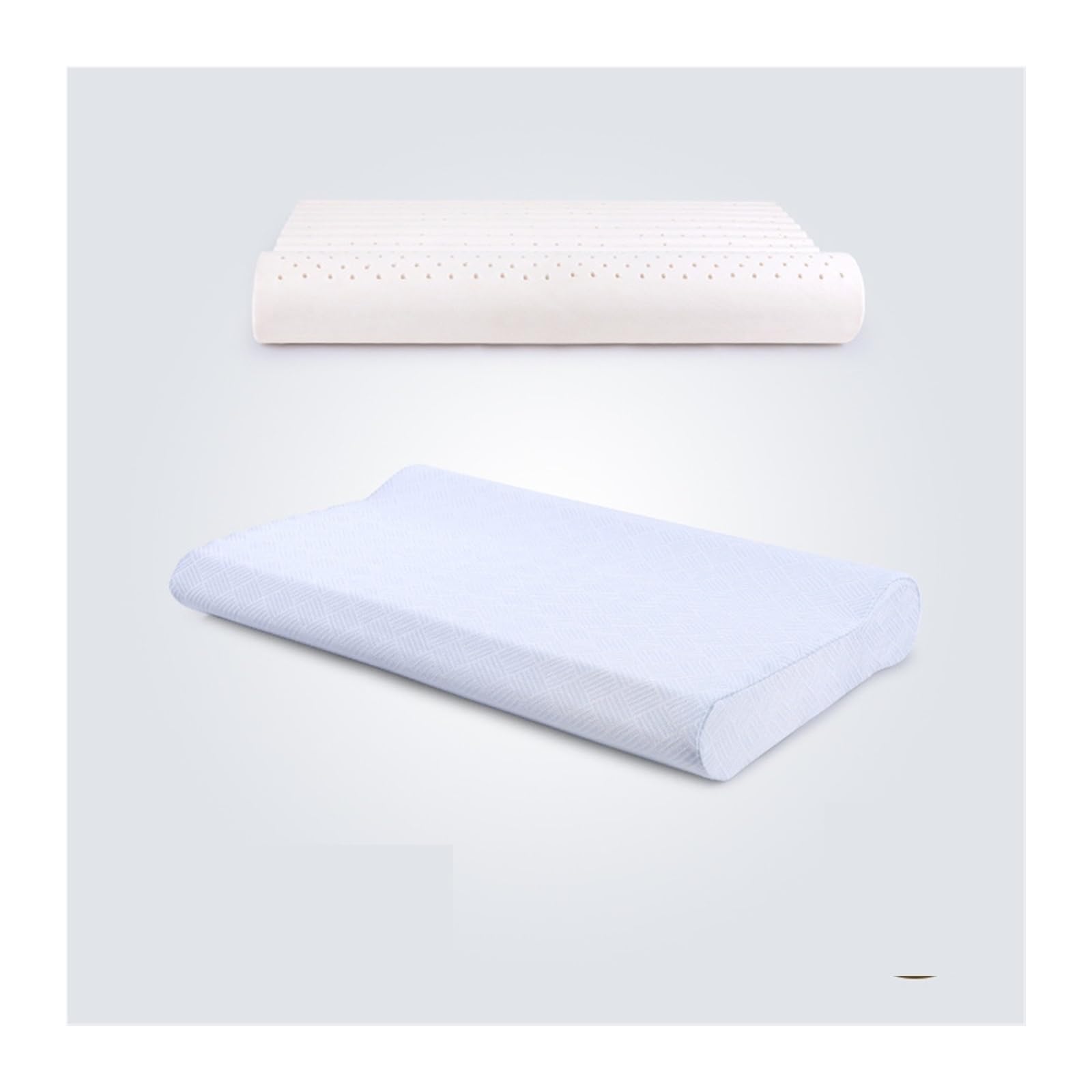 BNVEWR Pectin Pillow, Latex Thin Soft Sleeping Wave Pillow Helps Sleep Core Natural Rubber Low Pillows,Breathable(Blue)