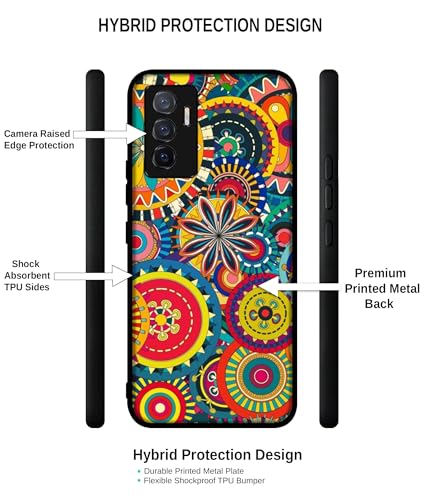Image of Ring Pattern Print Design Premium 2D Printed Metal Back Case Cover for Vivo V23E 5G / Y75 4G
