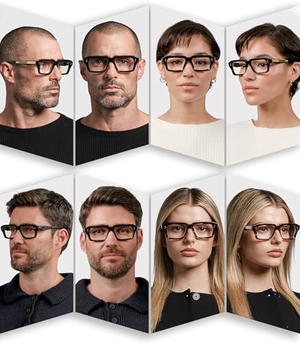 Image of AIEYEZO Fashion Square Blue Light Glasses for Men Women Retro Thick Frame Blue Light Blocking Computer Glasses