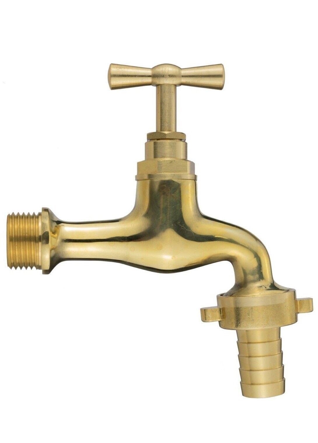 Garden Outside Tap 1/2 & 3/4 Quick Connector Hose Plug Various Models Lever (Brass Bib + 19mm Barb, 1/2")