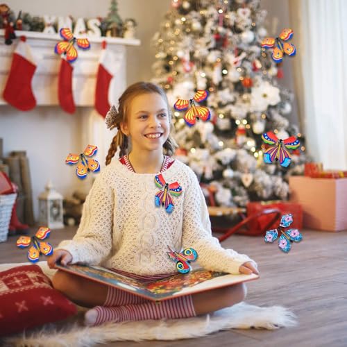 Gleemix 4 Stück Magische Fliegende Schmetterling Spielzeug, Fliegender Schmetterling Züchten Karte, Magic Butterfly Scherzartikel, Zaubertricks Kinder Überraschung Geschenk, für Geburtstag, Hochzeit