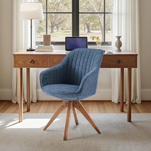 Zouron Silla de Comedor con Patas de Madera, Silla giratoria (360°), Silla de Cocina, sillón, Silla de Oficina, Silla de Estudio, Azul