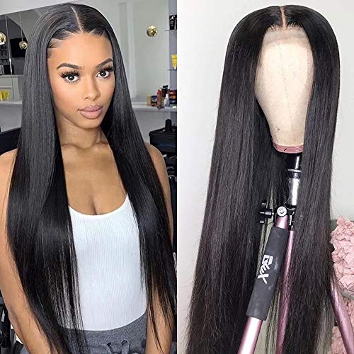 Karbalu Lace Front Human Hair Wigs for Women Pre Plucked Hairline Bleached Knots 150% Density Brazilian Straight Lace Front Wigs with Baby Hair Natural Color 22 inch