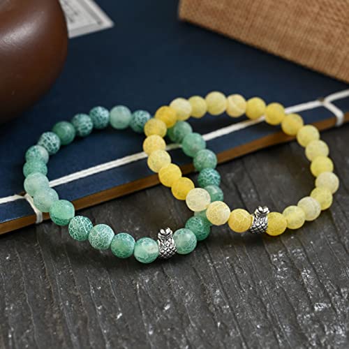 Softones 8mm Beaded Pineapple Bracelets for Women Men Best Friend Bracelet Stretch Charm Bracelets Gifts3