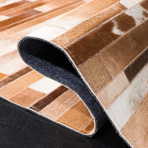 Safavieh STL218B-27 Studio Leather Collection 2'3 Inch X 7' Tan / Ivory Stl218B Handmade Mid-Century Modern Leather Runner Rug thumb #5