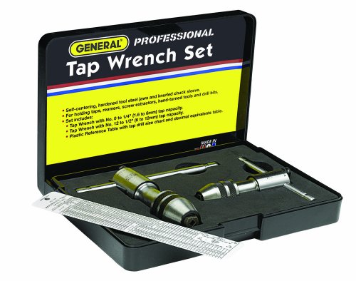 Image of General Tools Professional Reversible Tap Wrenches #165 - Ratchet Holder with Reference Table for 0 to 1 /2-Inch Taps - Set of 2