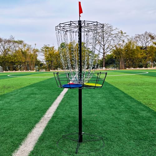 Image of Disc Golf Basket - Portable Disc Golf Target with Heavy Duty 24-Chains Come with 6pcs Disc Golf Discs and Carry Bag, Ground Stake -Suitable for Players of All Levels - Multi Color Available