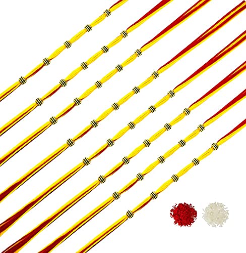 Evisha 7 Pcs Moli Thread With Golden Beads Rakhi For Brother | Rakhi Combo-220A-Seven | rakhi || rakhi set || rakhi for brother rakhi combo || bhaiya bhabhi rakhi || rakhi gifts (B0996CS2G2) Amazon Price History, Amazon Price Tracker