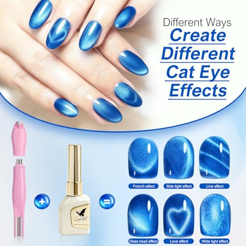 Esmalte de gel cat eye 5 en 1 azul 15 ml miniatura 3