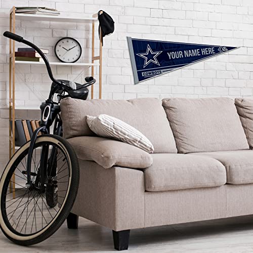 Image of Rico Industries NFL Football Dallas Cowboys Personalized - Custom 12 inch x 30 inch Soft Felt Pennant - EZ to Hang