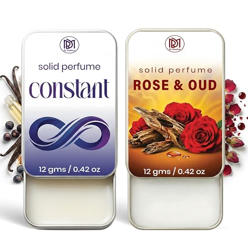 Image of Dr.Mashur Solid Perfume |Rose & Oud&Constant Alcohol Free Wax Perfume Balm, Long Lasting | Pocket Tin 12g, Pack Of 2| Non Greasy Smooth Glide, Travel Friendly Unisex Gifts He Or Her