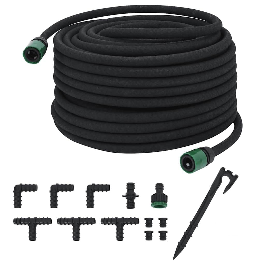 Yuoghrtfe Black Flexible Garden Soaker Hose 0.6 Inch 50 M Rubber Drip Irrigation For Even Watering
