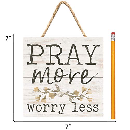 P. Graham Dunn Whitewash 7 X 7 Inch Wood Pallet Wall Hanging Sign, Pray More Worry Less #TOP6