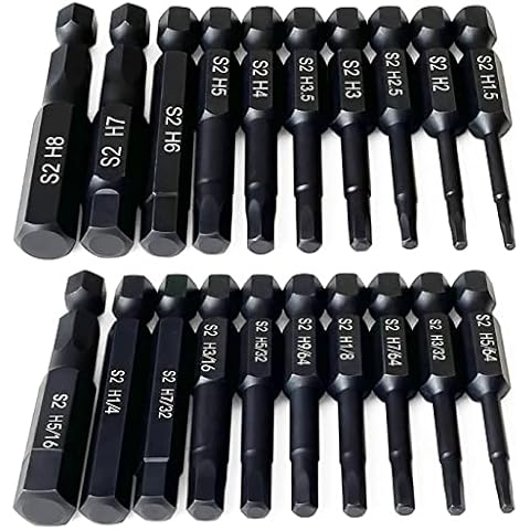 Hex Head Allen Wrench Drill Bit Set (10pc Metric & 10pc SAE), PTSLKHN Allen Wrench Drill Bits, Upgraded 1/4" Quick Release Shank Magnetic Hex Bit Set - Perfect for Ikea Type Furniture Cover