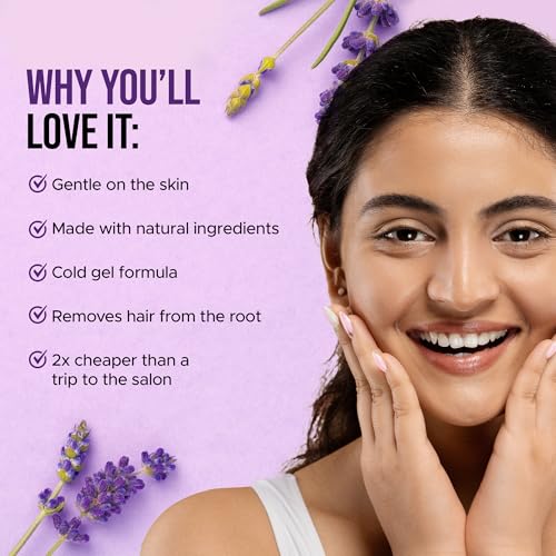 Image of Hilary Rhoda Women One Go Facial Wax Strips | Lavender Extract | Ready-to-Use for Upper Lip, Chin & Cheeks | Hair Removal Strips with 2 Wipes | Painless, Quick & Gentle Waxing | 20 Strips
