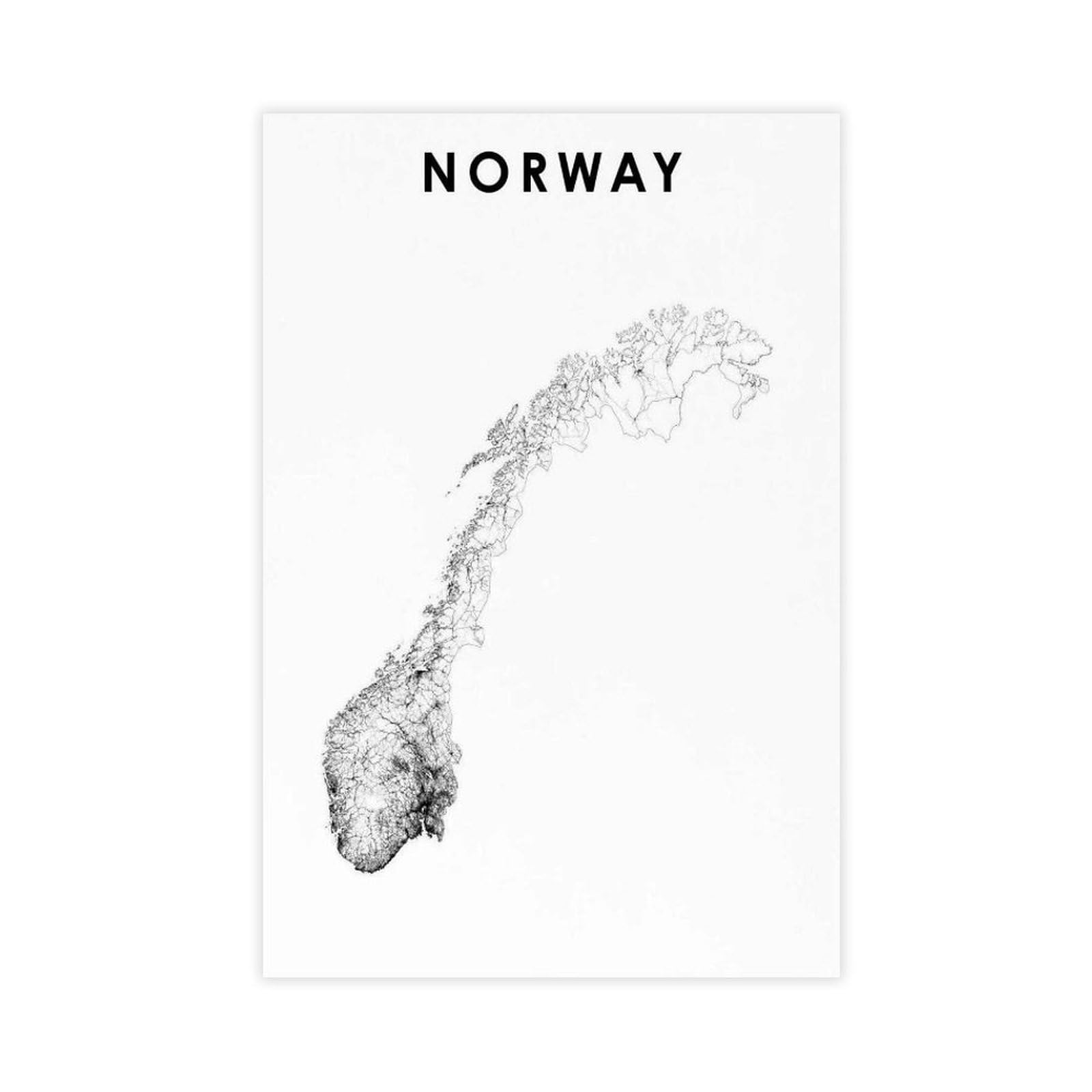 QOGDAF Norway Map Canvas Poster Bedroom Decor Landscape Office Room Decor Gift 16x24inch(40x60cm)