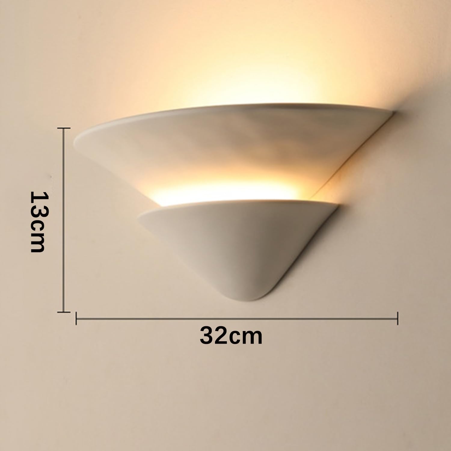 Nowoczesna lampa ścienna do wnętrz z białego tynku 3000 K, styl wabi-sabi, idealna do sypialni, salonu, balkonu lub klatki schodowej.
