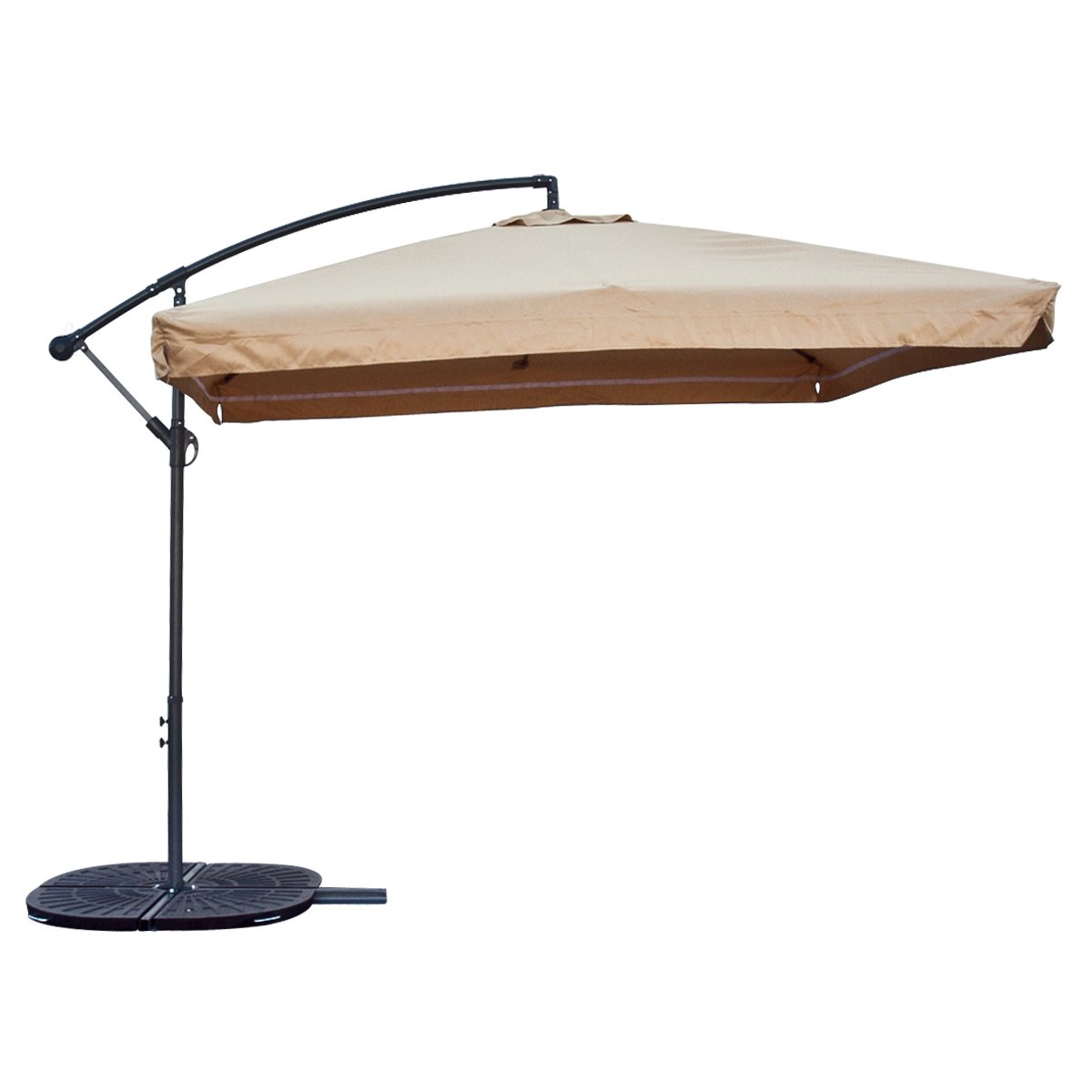 blue 11ft offset patio umbrella LAZZO 11 ft. Cantilever Patio Umbrella with Base and Solar LED Lights,  Aluminum Offset 360 Rotation, Blue AEPUB105BU