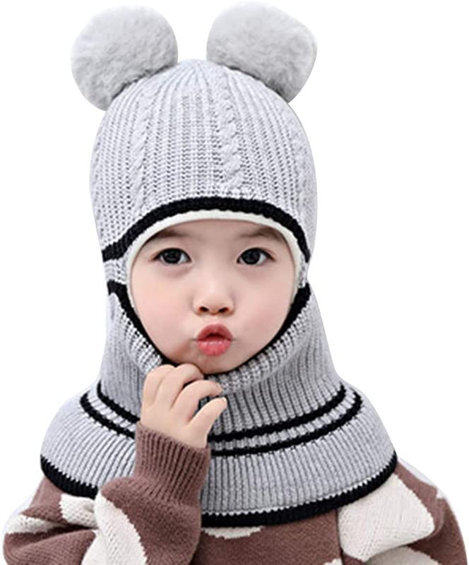 Image of Toddler Winter Hat Monkey Caps Baby Winter Hat, Fleece Lined Winter Hat Caps for Kids Winter Hat Scarf Earflap Hood Skull Caps (6 Months to 7 Years)