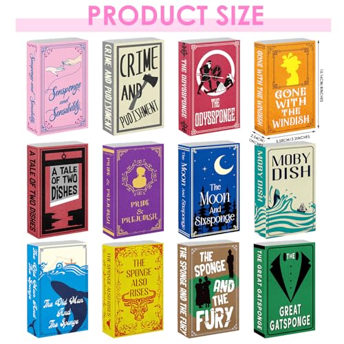 Image of 12 Pieces Book Kitchen Sponges Novels Sponges Fun Non-Scratch Scrub for Washing Dishes Pots Pans and Household Cleaning Supplies for Kitchen Dishes Furniture Gifts