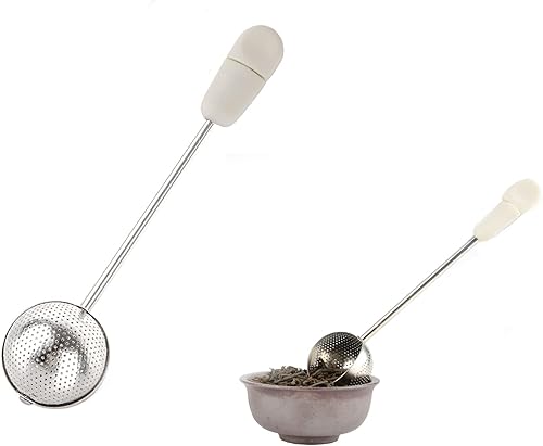 JANKOW Coladores de té torcidos de mango largo para té suelto, infusor de té de acero inoxidable, infusor de té más empinado e infusor de té para té