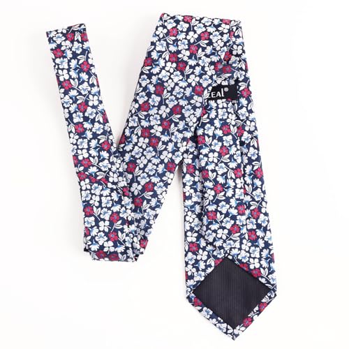 Image of Alizeal Mens 3.15inches Leaf Flower Pattern Tie Set | Floral Pattern Pocket Square Perfect for Fall Winter Business and Holiday Events