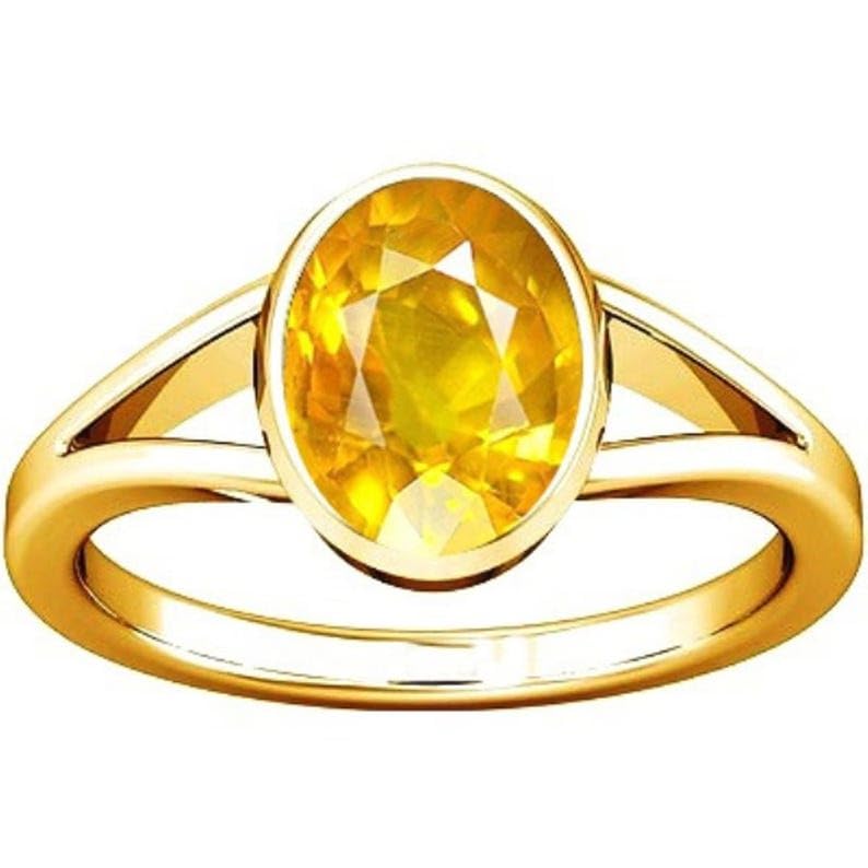 7.25-7.50 Ratti Yellow Sapphire Pukhraj Gemstone Panchdhatu Ring for Men & Women-image-41
