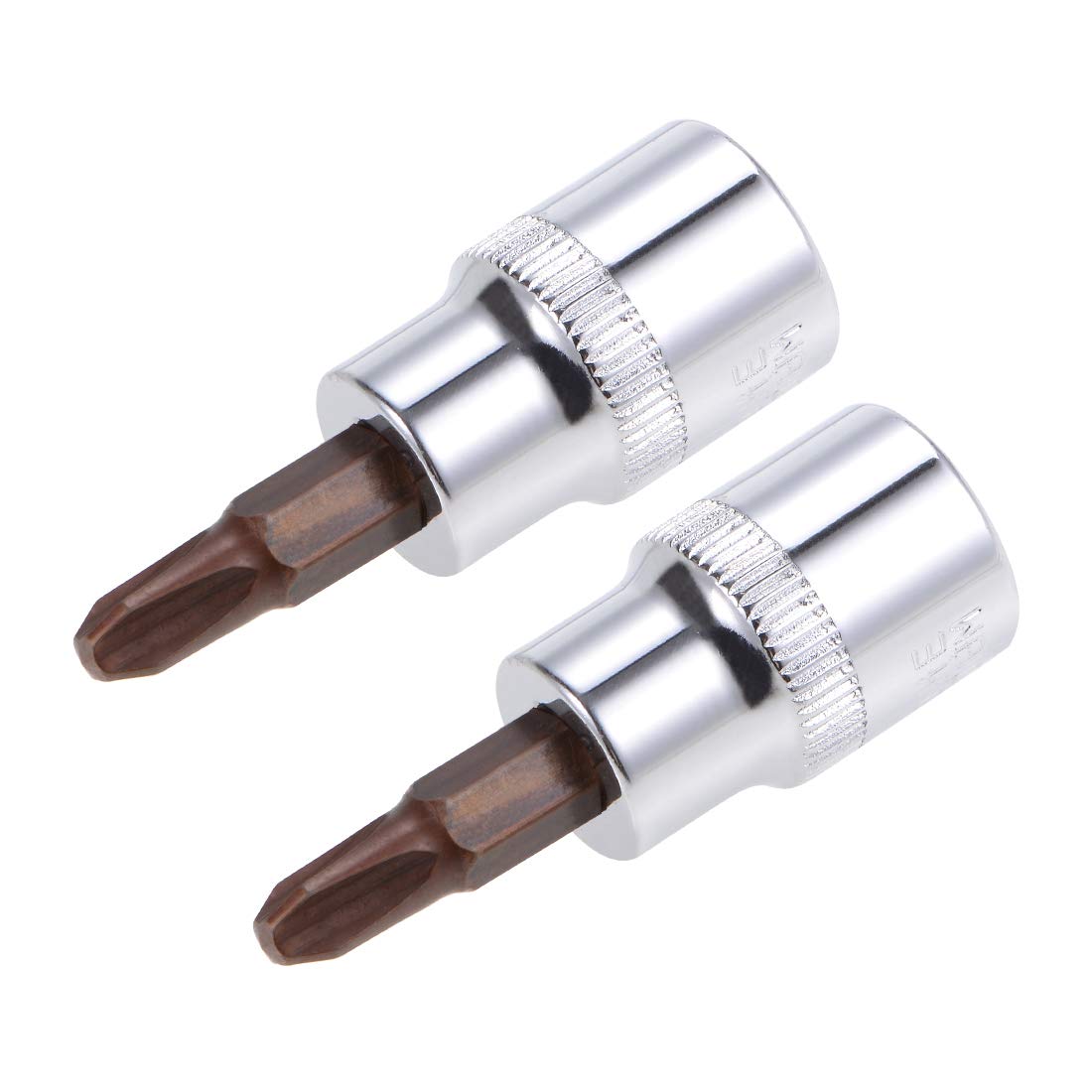 uxcell 3/8" Drive x PH3 Phillips Bit Socket, S2 Steel Bits, CR-V Sockets 48mm Length (For Hand Use Only) 2pcs