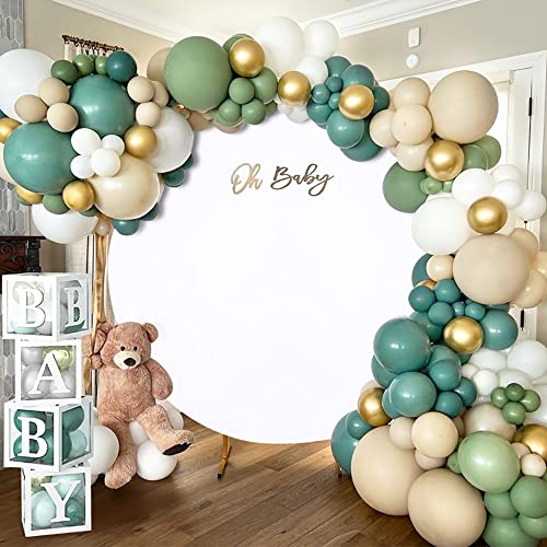 Image of White Balloon Backdrop Cover 6ft Circle Birthday Party Backdrop Round Arch Photoshoot Baby Shower Wedding Photography Background Decor