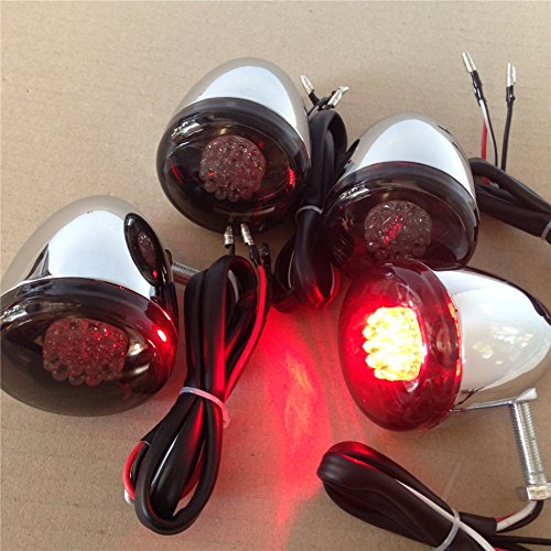 Kit de intermitentes cromados para motocicleta compatibles con Harley Bullet Led 41 mm