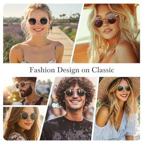 SUNGAIT Premium Metal Fashion Round Sunglasses Trendy Retro Style for Women Men2