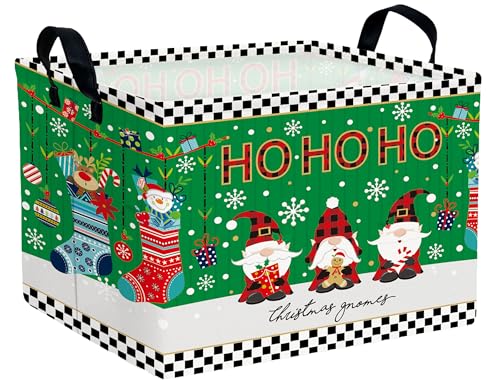 BOOHIT Large Christmas Gifts Empty Baskets Kids Collapsible Holiday Storage Bin with Handle (Socks Gnome)
