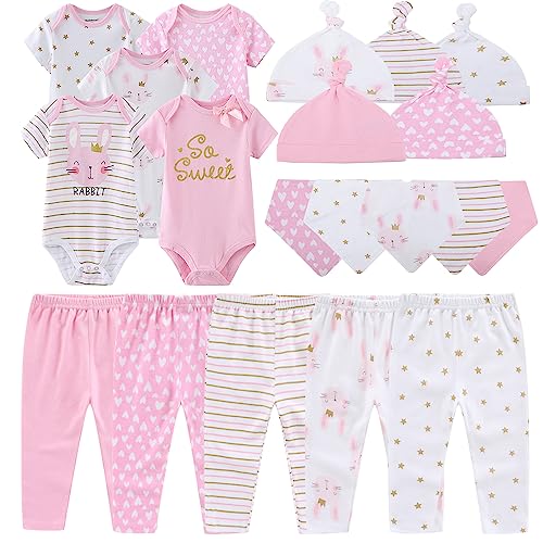 Image of Kiddiezoom Newborn Baby Girl Boy Clothes Baby Outfits Pants Bodysuits Gifts Set Layette Set 0-3 Months