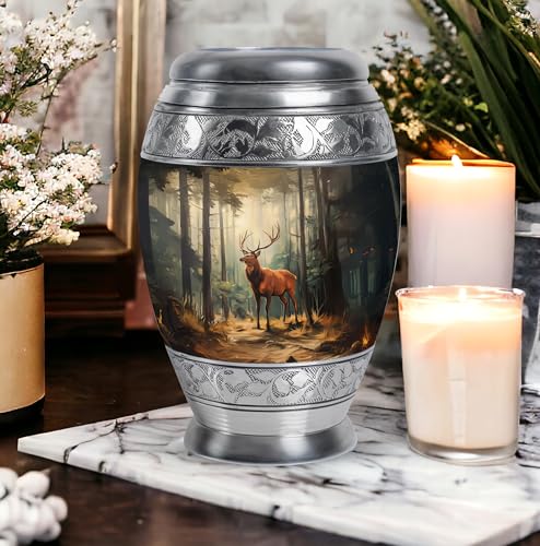 Image of Deer Urn - Small Cremation Urns for Human Ashes Adult Women - Decorative Urn for Funeral - Combo of 10 Inch & 3 Inch