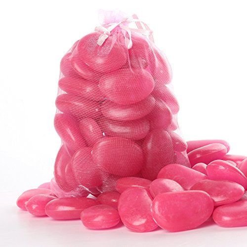 Image of Shiny Stone Glow in the Dark Pebbles, Pink, Big Size 3-4cm, 400g /14.1oz | Decorative Glow Stones, Fish Tank Aquarium Gravel, DIY Garden Gifts Decoration