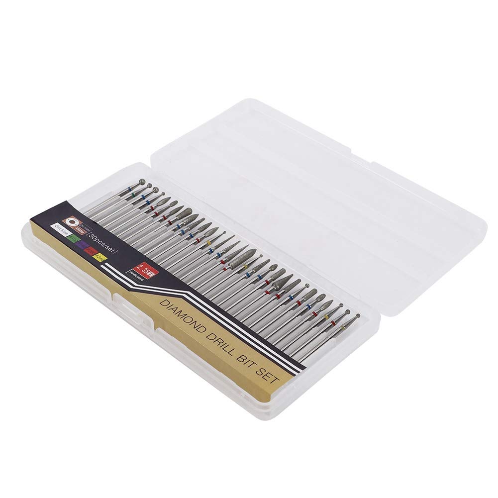 30Pcs/Set Punta per trapano per unghie Testa di smerigliatura per diamanti Trapano per nail art Kit testa smalto Trapano per unghie Accessori per macchine per nail art(A)