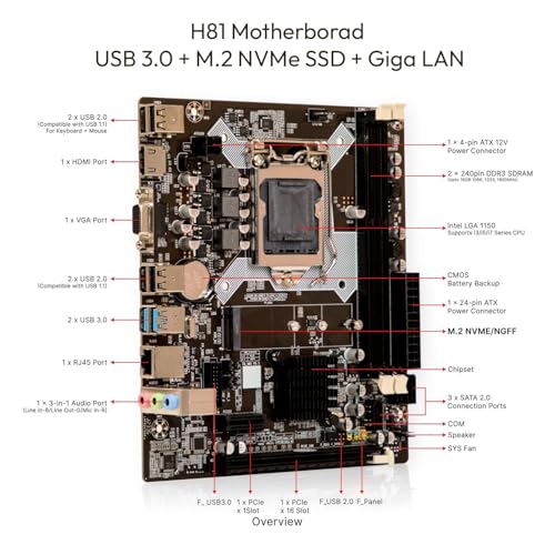 Image of Assembled i5 Desktop PC | Core i5-4570 4th Gen | 16GB DDR3 RAM | 256GB SSD | HD Graphics 4600 | HDMI | VGA | Ethernet | Windows 11 Pro | Office 2024 | 2 Years Warranty | for Office & Home Use