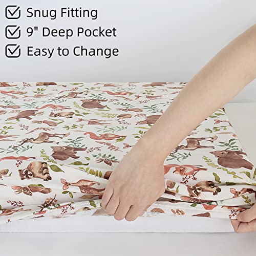 Lifetree Crib Sheets For Baby Boys Girls - Muslin Fitted Baby Crib Sheets Neutral Fits Standard Crib And Toddler Mattresses, Soft Bamboo Cotton Blend, Woodland Nursery, 28" X 52" X 9" #TOP3