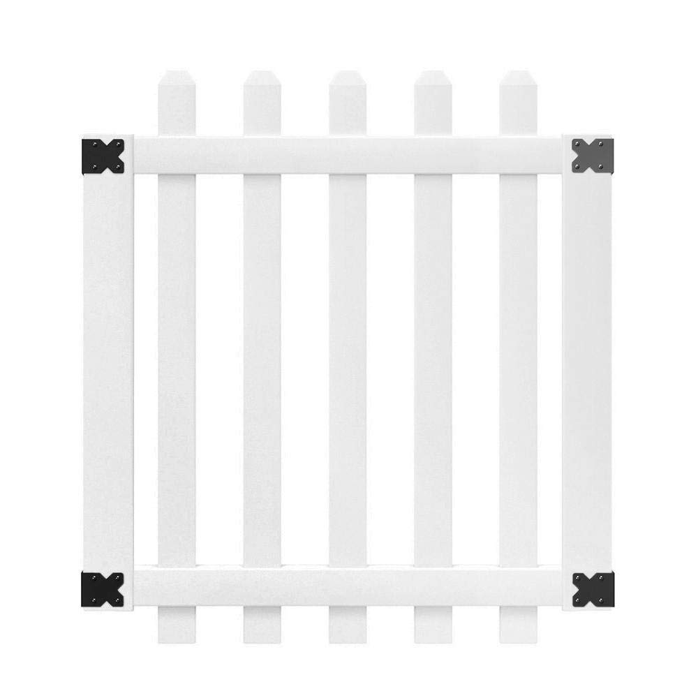 3-1/2 ft. x 4 ft. Glendale Spaced Picket Walk Through Vinyl Unassembled Fence Gate with Dog Ear Picket