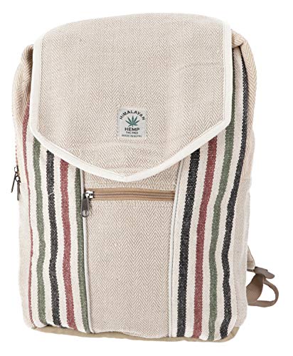 GURU SHOP Mochila de Cáñamo Ethno Rayas: Naturaleza multi  Unisex   Adultos  Beige