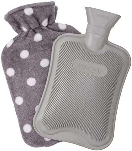 HomeTop Premium Classic Rubber Hot or Cold Water Bottle with Soft Fleece Cover (2 Liters,Gray)