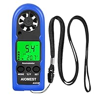 AIOMEST Mini Wind Speed Meter Handheld, HAVC Digitaler Anemometer, Windmesser Windmessgerät mit MAX/AVG, Wind Chill, Hintergrundbeleuchtung für Drohne Segeln Angeln, AI-816B