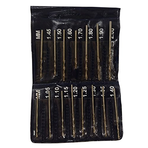 High Speed Steel Twist Drill Bit Set – 15-Piece Metric Micro HSS Drills (1.05–2.00 mm) with Storage Pouch for Jewelry, Metalsmith & Metalworking