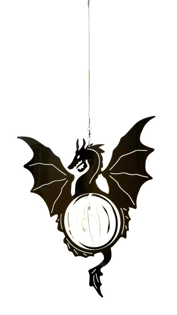 BWA Hanging Stainless Steel Garden Wind Spinner Sun Catcher Crystal - Large Dragon