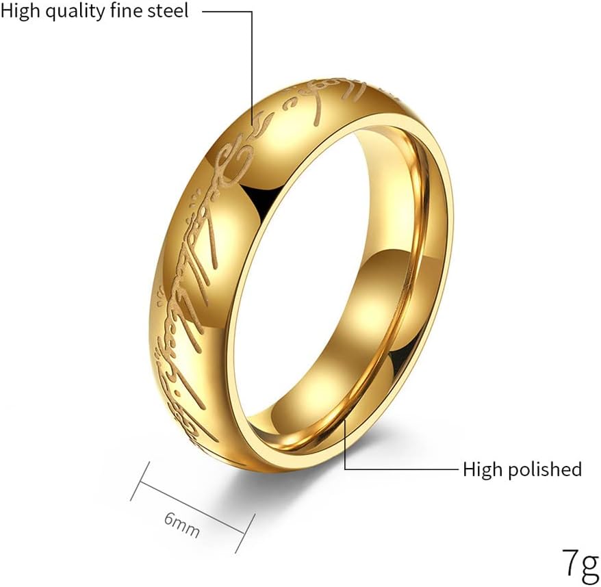 6mm Lord of The Rings Ring for Men and Women Gold Silver Magic Ring Luminous Glow Ring Glowing in The Dark Wedding Band Comfort Fit
