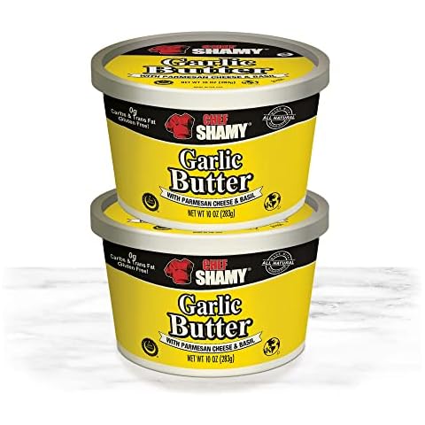 Chef Shamy Garlic Parmesan Basil Butter — 100% Natural Flavored Craft Butter Made Preservative Free, Perfect for Kosher, Halal & Gluten Free Diets (2 Pack) Cover