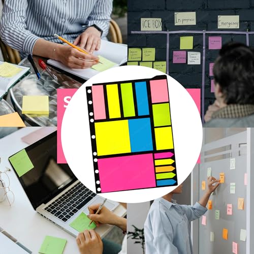 Image of FunBlast Sticky Notes - 375 Sheets Sticky Notes, Stationary Items, Self-Adhesive Memo Pad Bookmark Point It Marker Memo Sticker, Sticky Pad, Stick Notes for Study - 6 Size