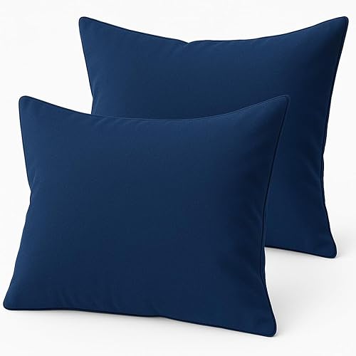 Miniatura 2 de Juego de 2 fundas de almohada de viaje para niños pequeños, color azul marino sólido de 14 x 20 pulgadas, cierre de cremallera, juego de 2 fundas de