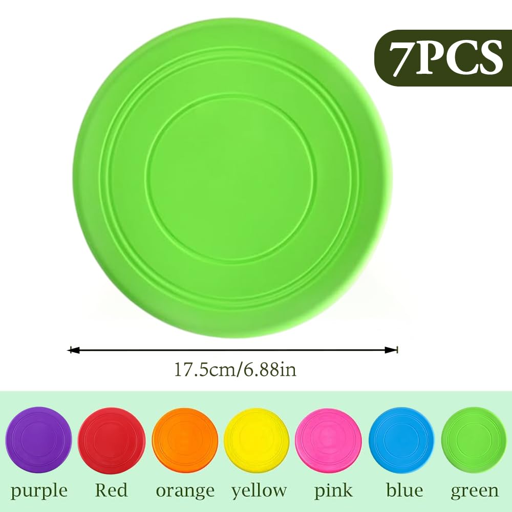 7 Pièces Pet Soucoupe Volante, Frisbee pour Chien en Silicone Disque Volant en Caoutchouc, Jouet interactif en Plein air pour Petits et Moyens Chiens Formation de Chien Lancer Attraper