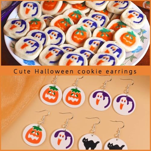 Cute Halloween Sugar Cookie Earrings Gifts For Bestie Friend Daughter Funny Food Fall Spooky Lightweight Hypoallergenic Earrings Studs2